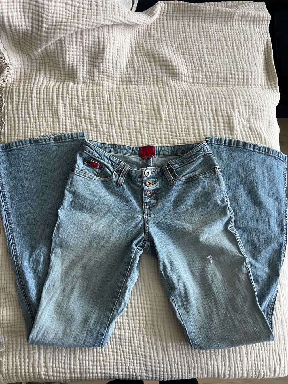 Y2K Light Blue Button-Fly low rise Tilt Jeans - Picture 3 of 12